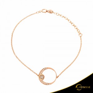 Bracelet Crescent Full Brilliant Pink gold K14 Code 6815