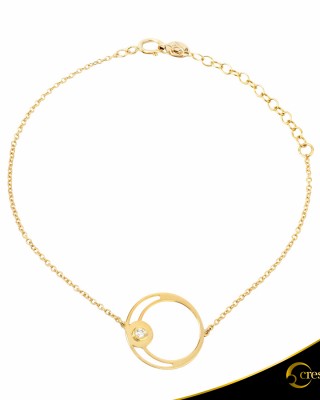 Βραχιόλι Crescent Single Brilliant Κίτρινος χρυσός Κ14 Κωδικός 6823