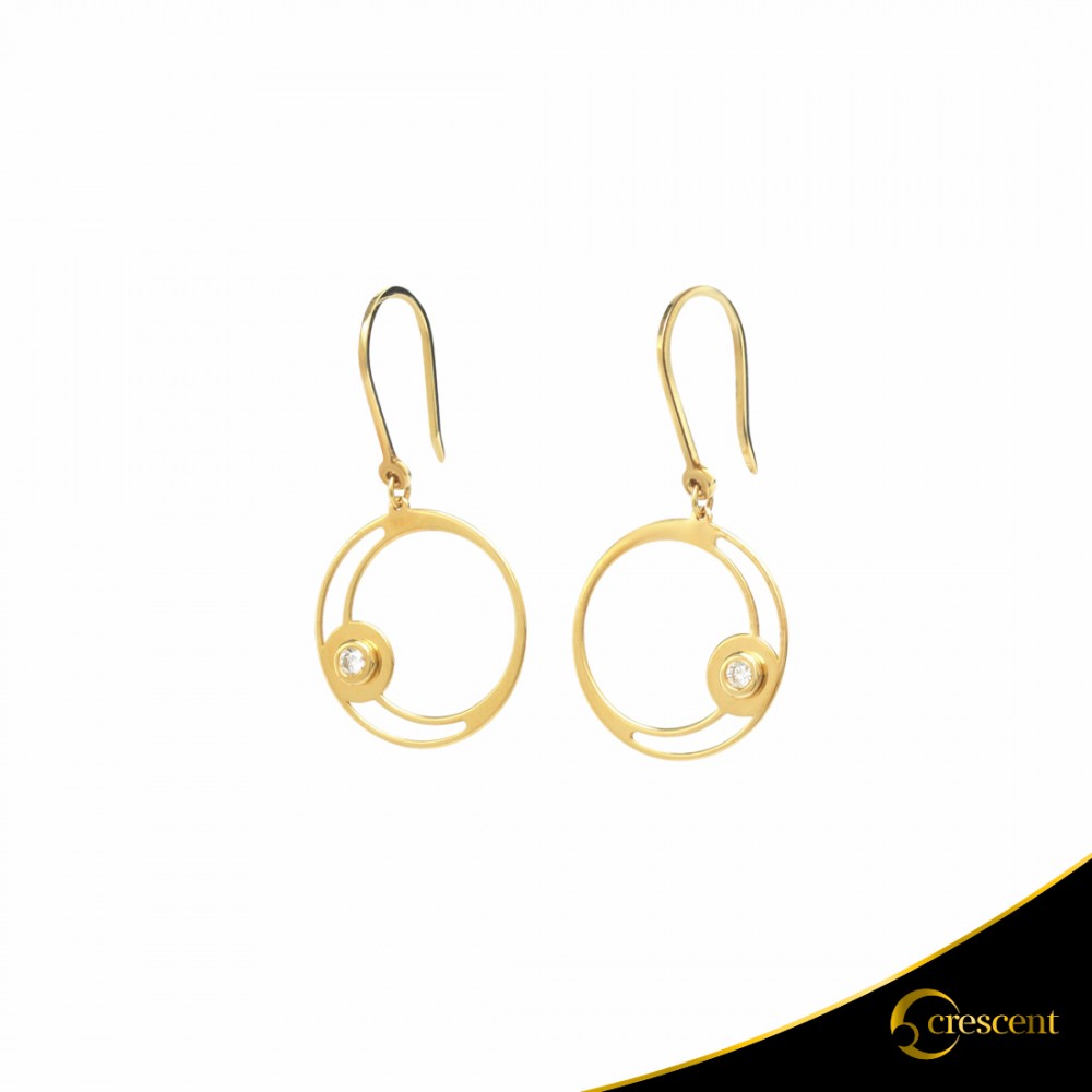 Σκουλαρίκια Crescent Small Single Brilliant Κίτρινος χρυσός Κ14 Κωδικός 6825