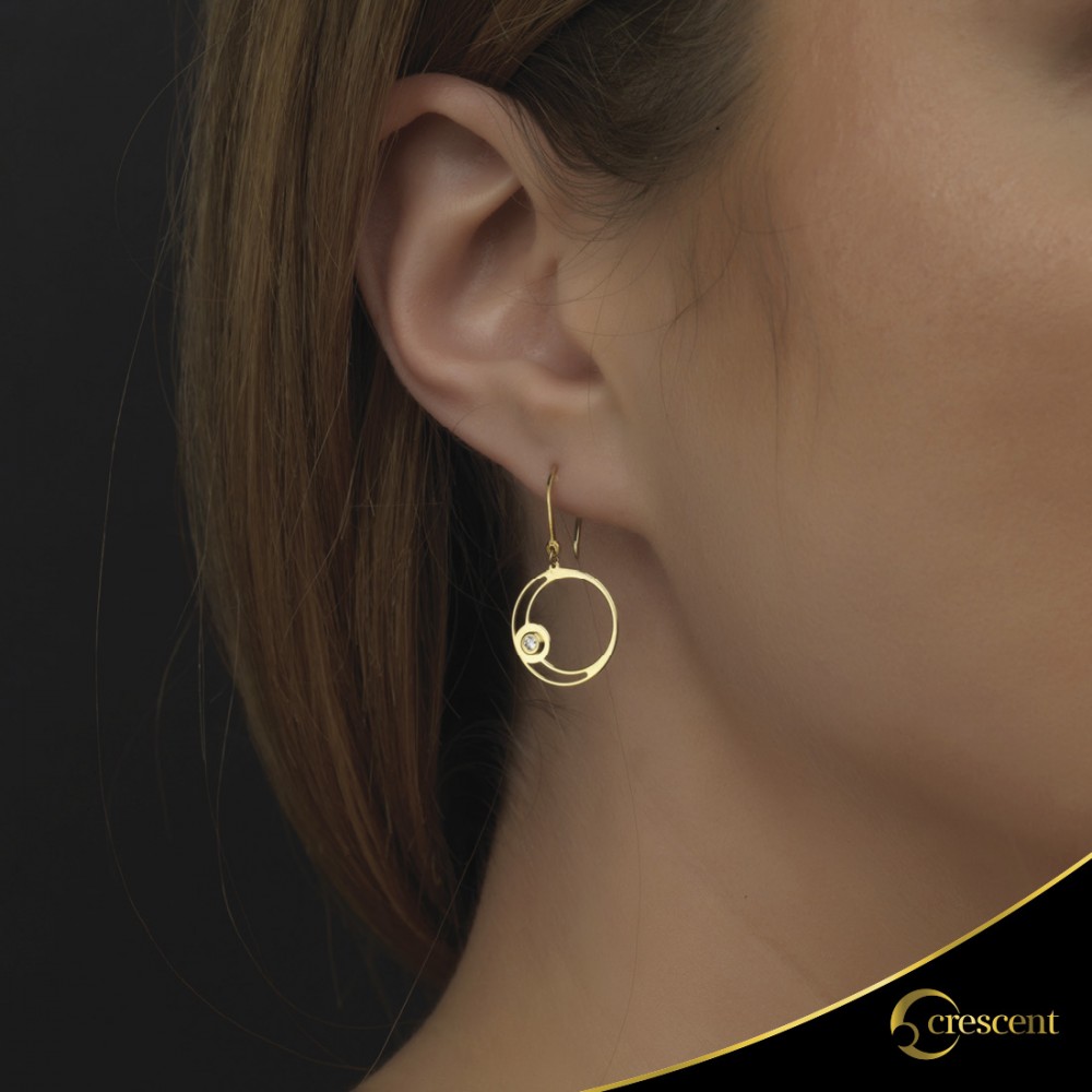 Σκουλαρίκια Crescent Small Single Brilliant Κίτρινος χρυσός Κ14 Κωδικός 6825