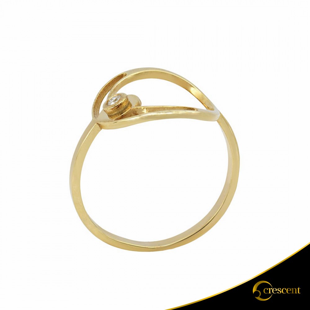 Δαχτυλίδι Crescent Small Single Brilliant Κίτρινος χρυσός Κ14 Κωδικός 7099