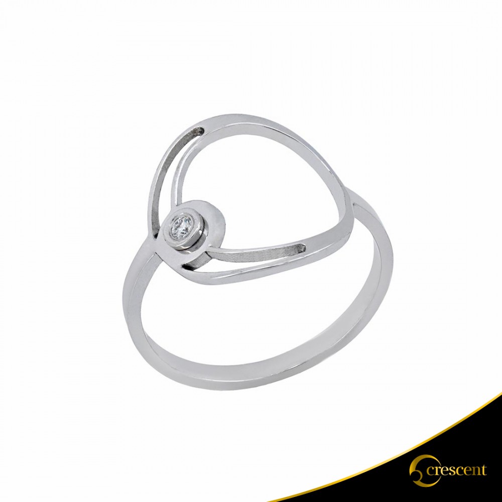 Δαχτυλίδι Crescent Small Single Brilliant Λευκός χρυσός Κ14 Κωδικός 7100