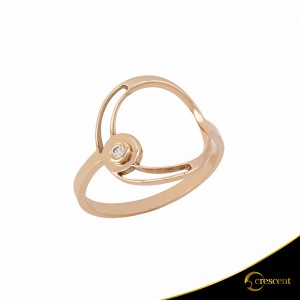 Ring Crescent Small Single Brilliant Pink gold K14 Code 7101