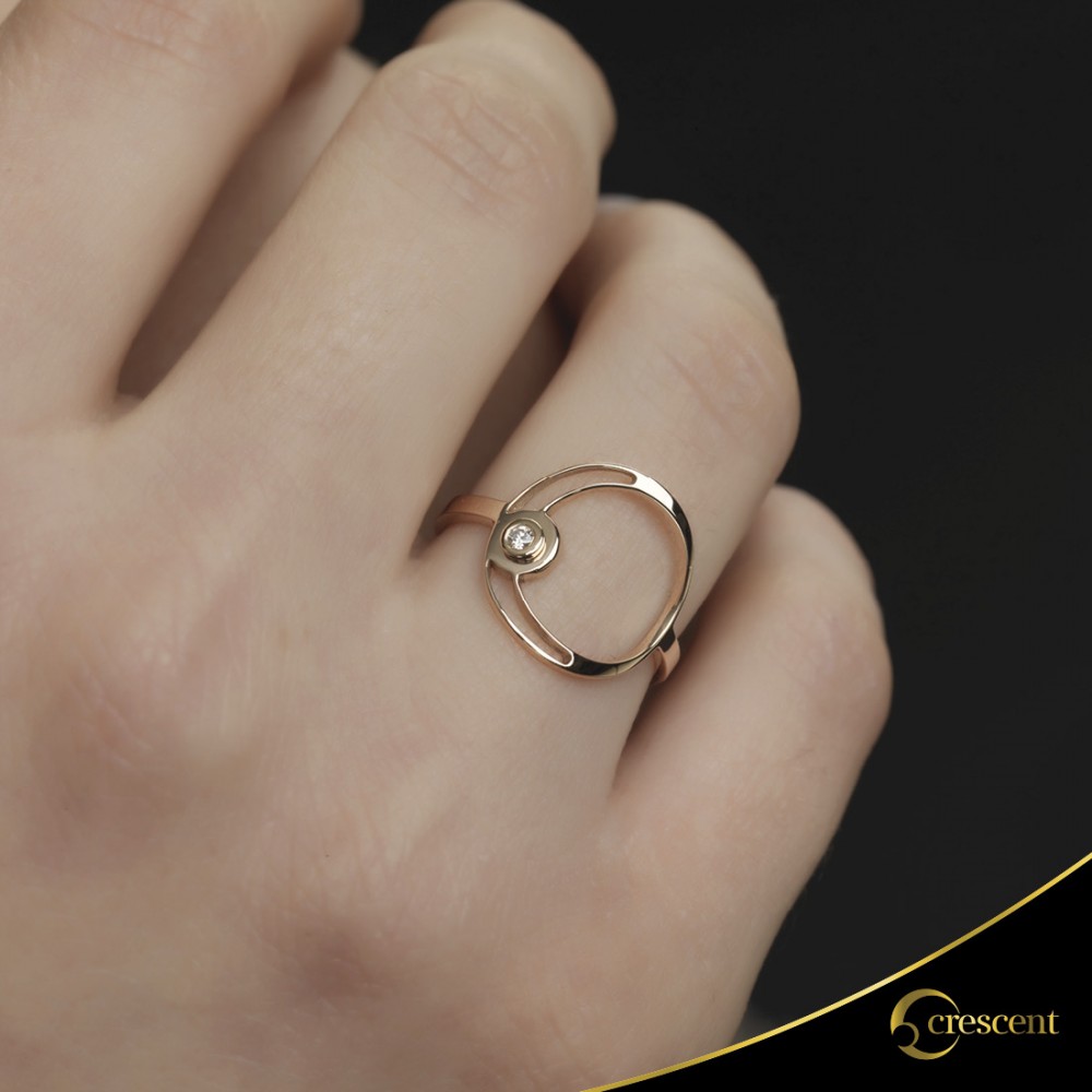 Δαχτυλίδι Crescent Small Single Brilliant Ροζ χρυσός Κ14 Κωδικός 7101