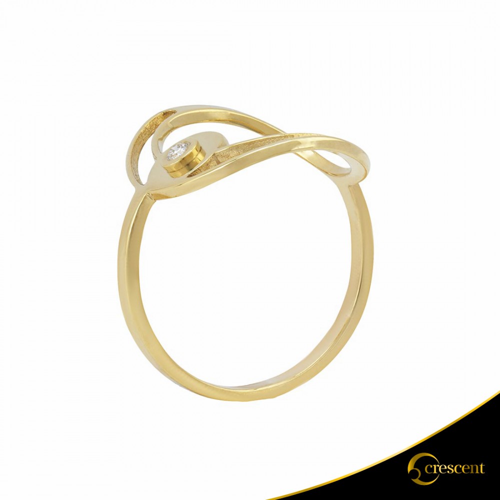 Δαχτυλίδι Crescent Single Brilliant Κίτρινος χρυσός Κ14 Κωδικός 7138