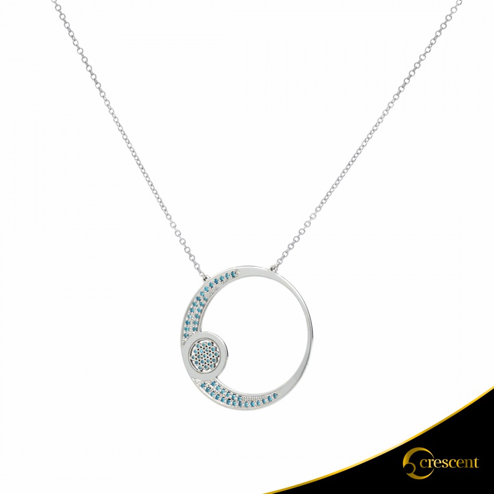Κολιέ Crescent Large Full Ocean Blue Brilliant Λευκός χρυσός Κ14 Κωδικός 9226