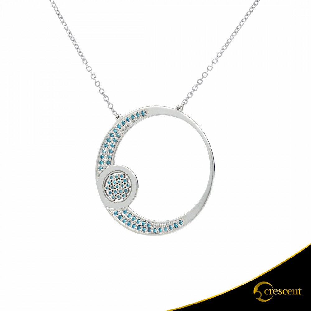 Κολιέ Crescent Large Full Ocean Blue Brilliant Λευκός χρυσός Κ14 Κωδικός 9226