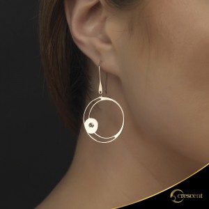 Earrings Crescent Large Single Black color Brilliant Pink gold K14 Code 9230