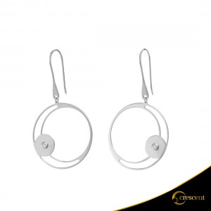 Earrings Crescent Large Single Brilliant White gold K14 Code 9234