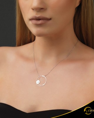 Κολιέ Crescent Large Single Brilliant Λευκός χρυσός Κ14 Κωδικός 9235