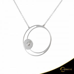 Necklace Crescent Large Single Brilliant White gold K14 Code 9235