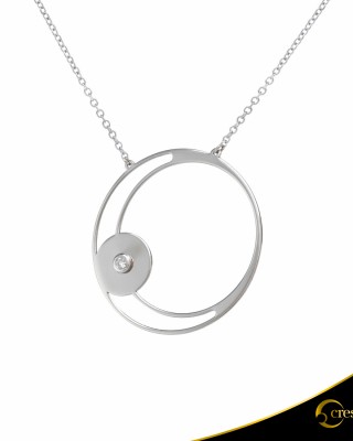 Κολιέ Crescent Large Single Brilliant Λευκός χρυσός Κ14 Κωδικός 9235
