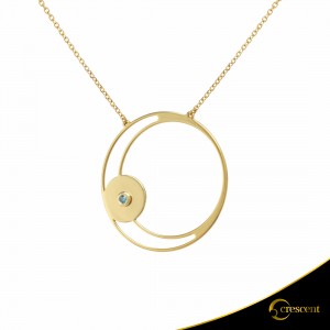 Necklace Crescent Large Single Ocean Blue Brilliant Yellow gold K14 Code 9239