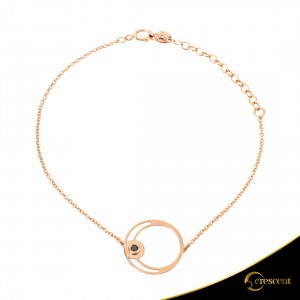 Bracelet Crescent Single Black color Brilliant Pink gold K14 Code 9242