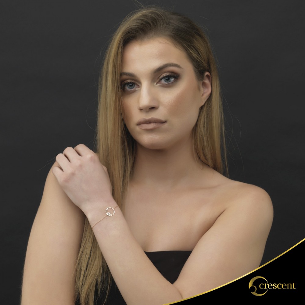 Βραχιόλι Crescent Single Black color Brilliant Ροζ χρυσός Κ14 Κωδικός 9242