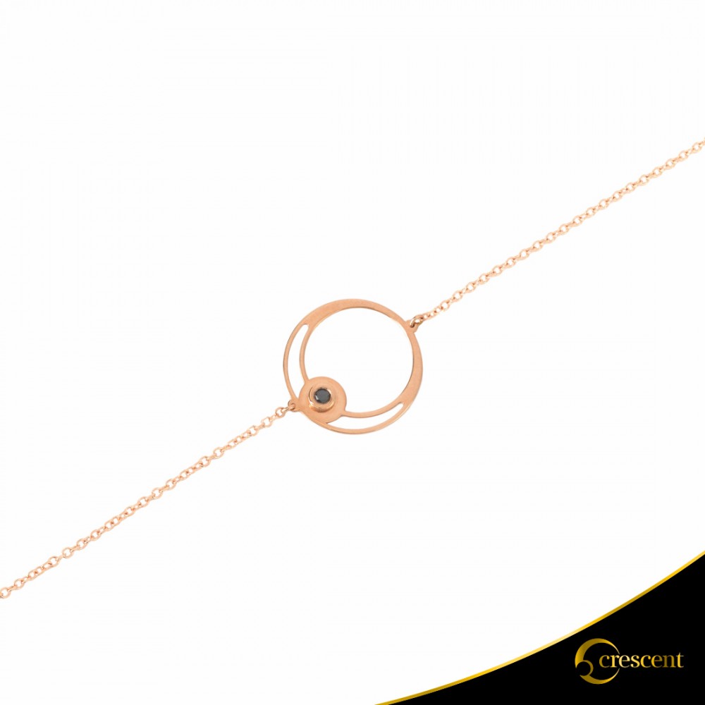 Βραχιόλι Crescent Single Black color Brilliant Ροζ χρυσός Κ14 Κωδικός 9242