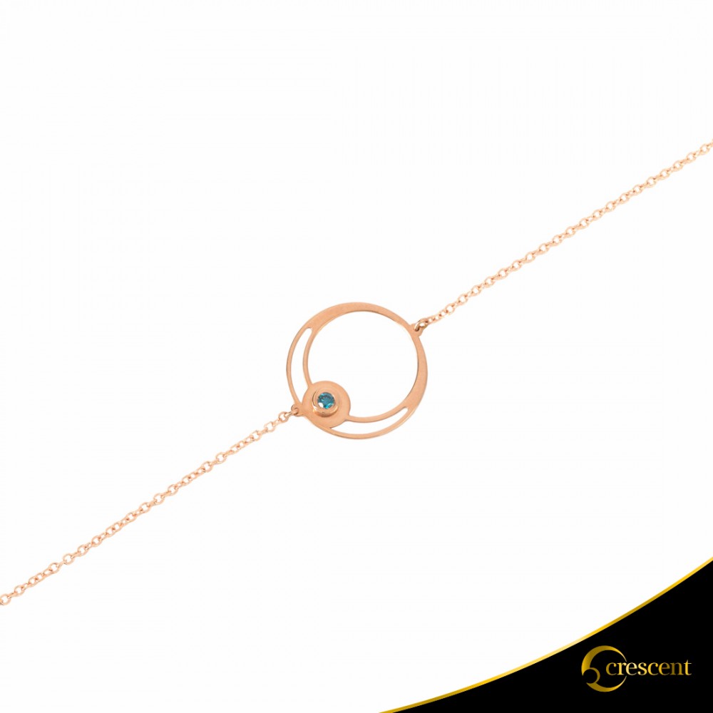Βραχιόλι Crescent Single Ocean Blue Brilliant Ροζ χρυσός Κ14 Κωδικός 9243