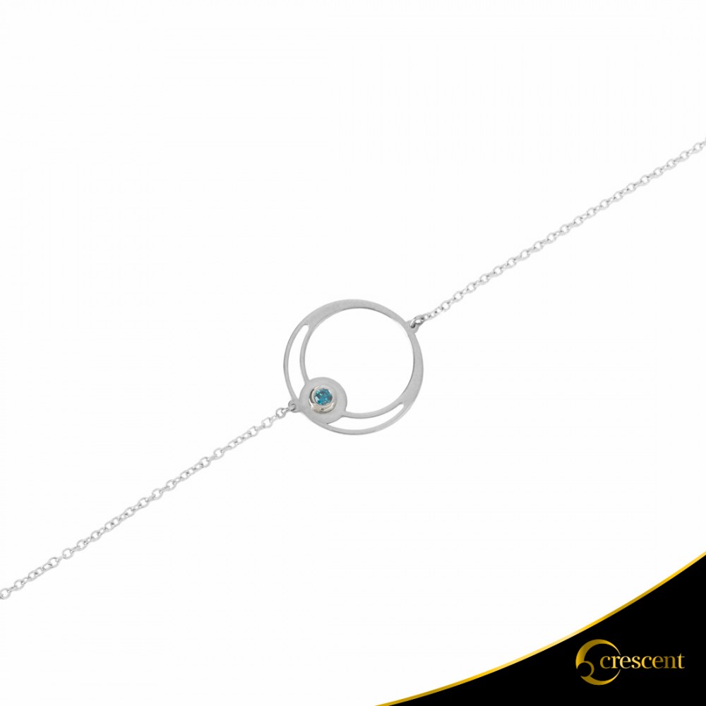 Βραχιόλι Crescent Single Ocean Blue Brilliant Λευκός χρυσός Κ14 Κωδικός 9245