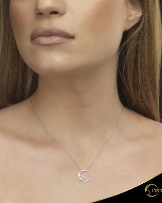 Κολιέ Crescent Small Full Brilliant Λευκός χρυσός Κ14 Κωδικός 9250