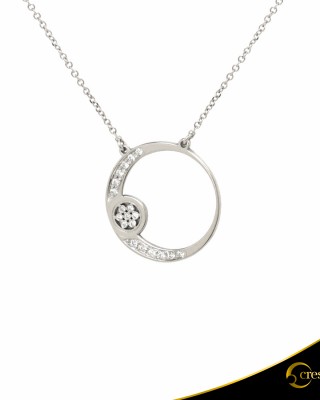 Κολιέ Crescent Small Full Brilliant Λευκός χρυσός Κ14 Κωδικός 9250