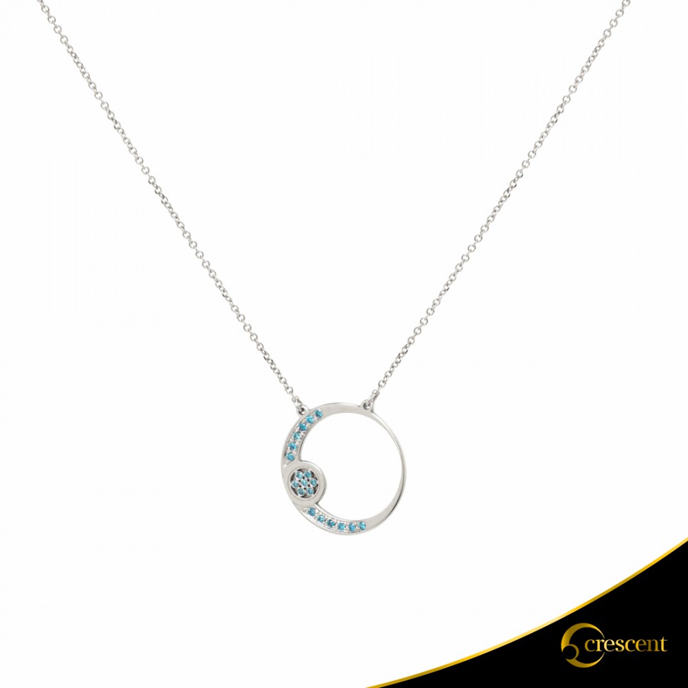 Κολιέ Crescent Small Full Ocean Blue Brilliant Λευκός χρυσός Κ14 Κωδικός 9251