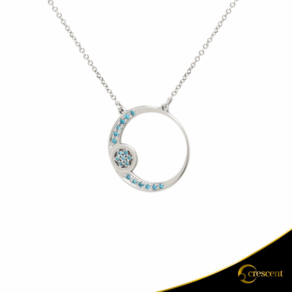 Κολιέ Crescent Small Full Ocean Blue Brilliant Λευκός χρυσός Κ14 Κωδικός 9251