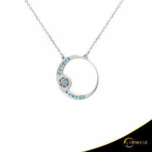 Necklace Crescent Small Full Ocean Blue Brilliant White gold K14 Code 9251