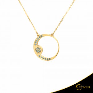Necklace Crescent Small Full Ocean Blue Brilliant Yellow gold K14 Code 9252