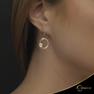 Earrings Crescent Small Single Ocean Blue Brilliant Pink gold K14 Code 9253