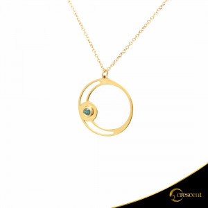 Necklace Crescent Small Single Ocean Blue  Brilliant Yellow gold K14 Code 9260