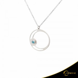 Necklace Crescent Small Single Ocean Blue Brilliant White gold K14 Code 9261