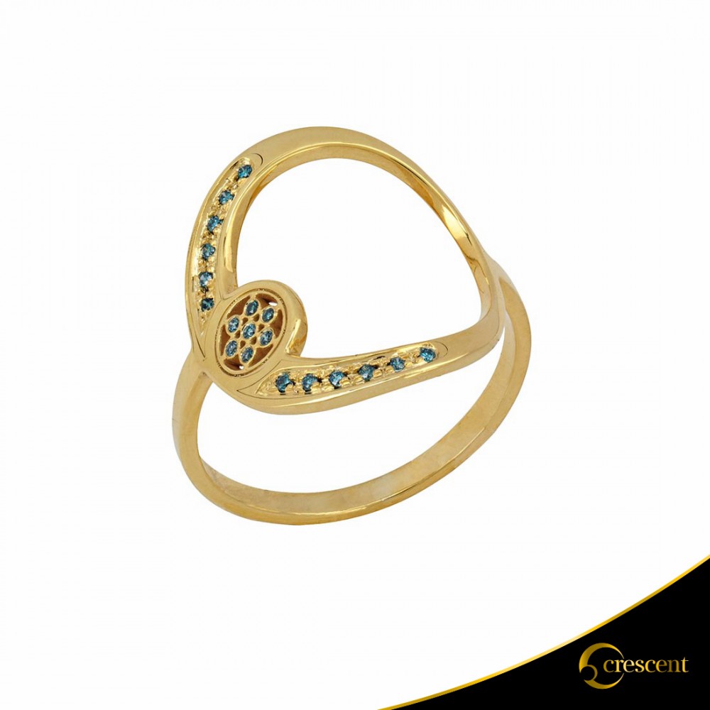 Δαχτυλίδι Crescent Full Ocean Blue Brilliant Κίτρινος χρυσός Κ14 Κωδικός 9263