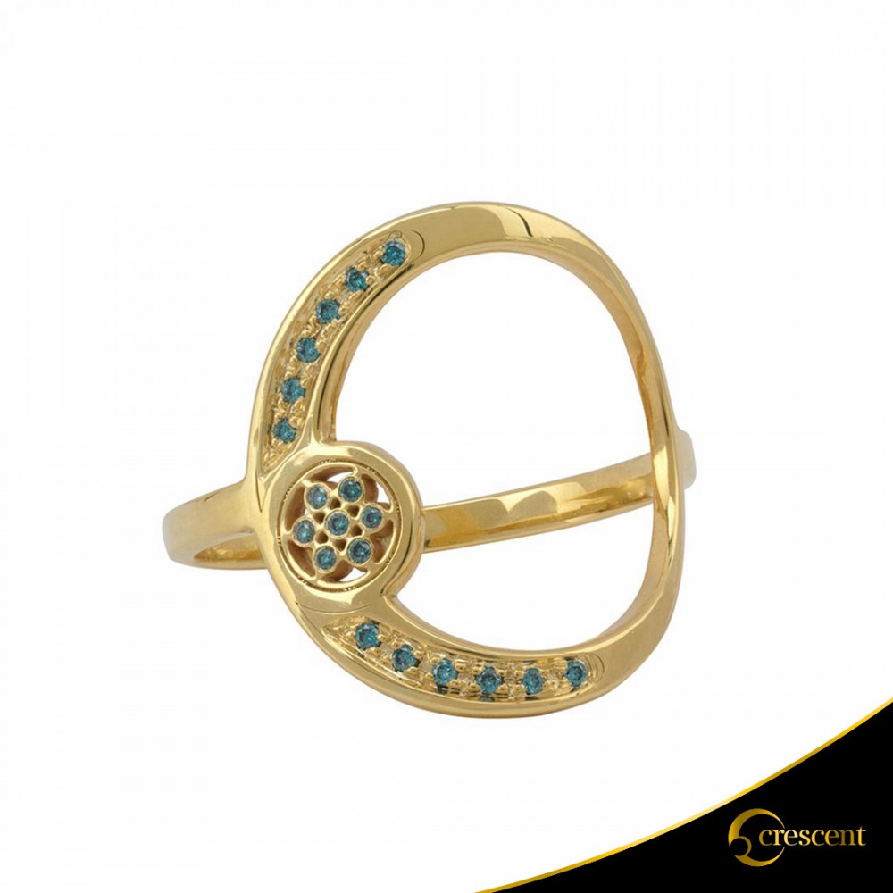 Δαχτυλίδι Crescent Full Ocean Blue Brilliant Κίτρινος χρυσός Κ14 Κωδικός 9263