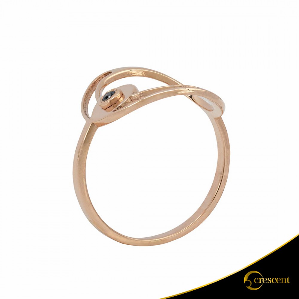 Δαχτυλίδι Crescent Single Black color Brilliant Ροζ χρυσός Κ14 Κωδικός 9268