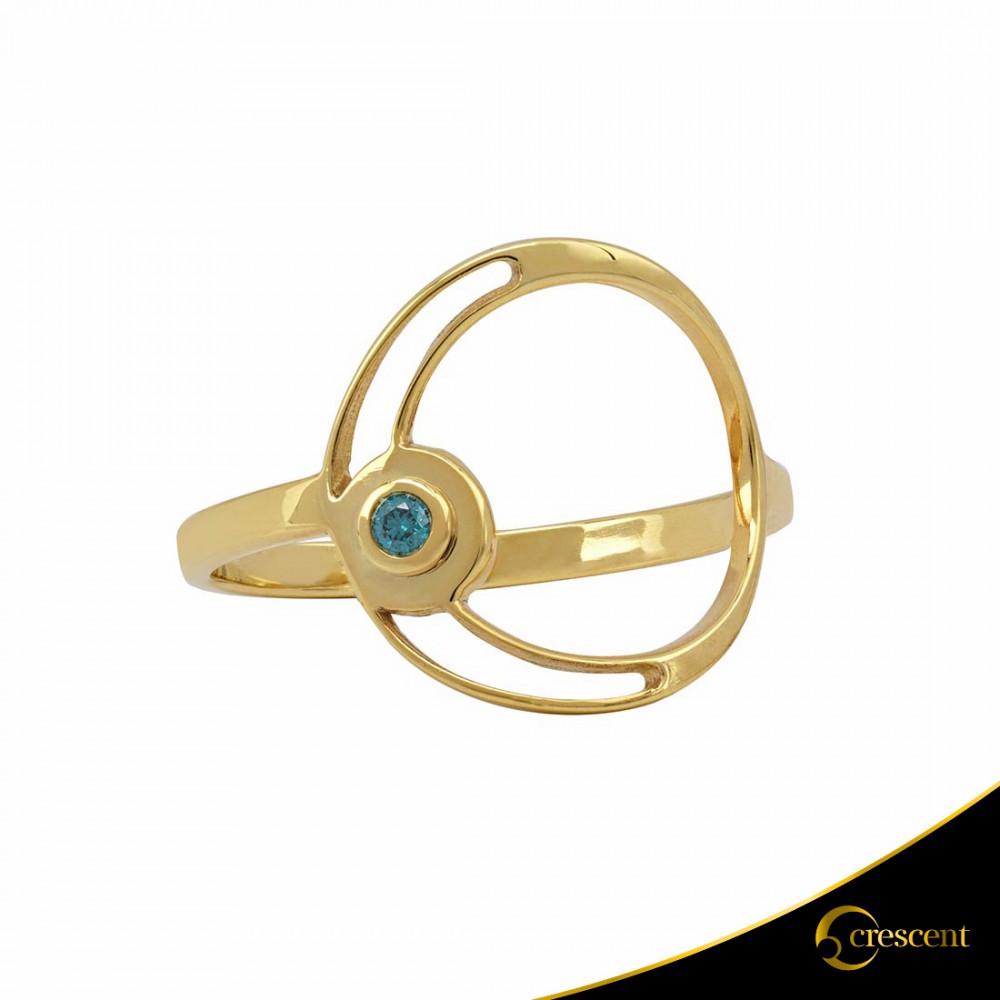Δαχτυλίδι Crescent Small Single Ocean Blue Brilliant Κίτρινος χρυσός Κ14 Κωδικός 9270