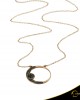 Necklace Crescent Small Full Black color Brilliant Pink gold K14 Code 6062