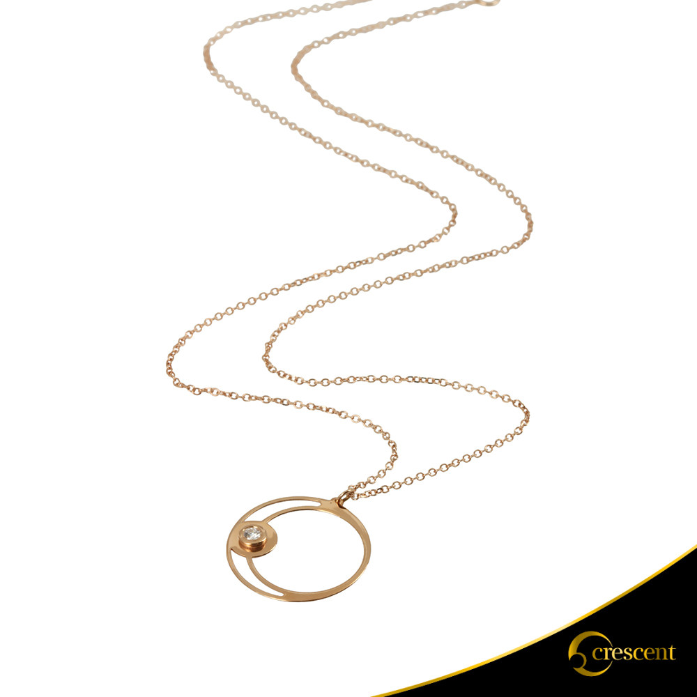Κολιέ Crescent Small Single Brilliant Ροζ χρυσός Κ14 Κωδικός 6263