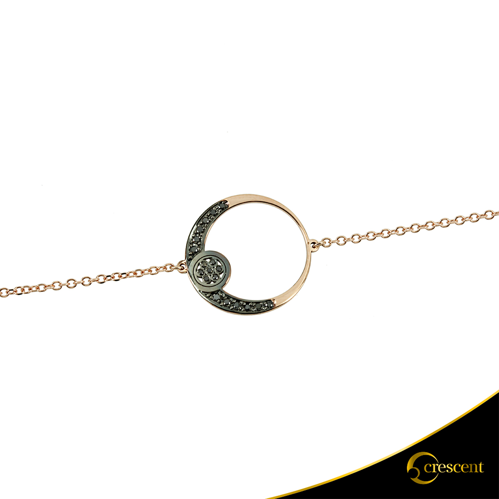 Βραχιόλι Crescent Full Black color Brilliant Ροζ χρυσός Κ14 Κωδικός 6267