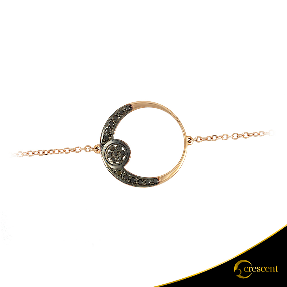 Βραχιόλι Crescent Full Black color Brilliant Ροζ χρυσός Κ14 Κωδικός 6267