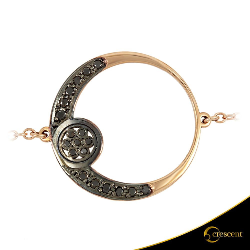 Βραχιόλι Crescent Full Black color Brilliant Ροζ χρυσός Κ14 Κωδικός 6267