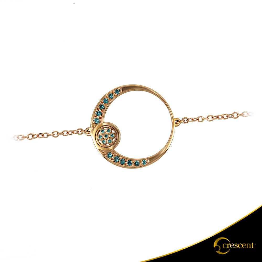 Βραχιόλι Crescent Full Ocean Blue Brilliant Ροζ χρυσός Κ14 Κωδικός 6268