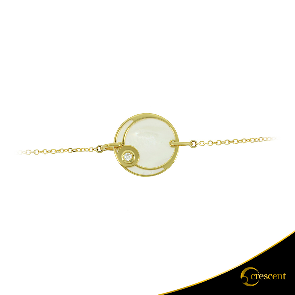 Βραχιόλι Crescent Single Brilliant Κίτρινος χρυσός Κ14 με πλάκα φίλντισι Κωδικός 6271