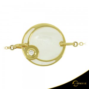 Βραχιόλι Crescent Single Brilliant Κίτρινος χρυσός Κ14 με πλάκα φίλντισι Κωδικός 6271