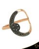 Δαχτυλίδι Crescent Full Black color Brilliant Ροζ χρυσός Κ14 Κωδικός 6278