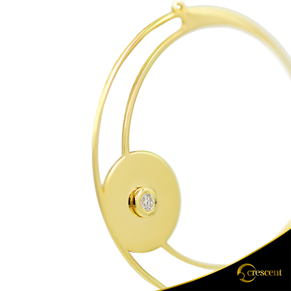 Σκουλαρίκια Crescent Large Single Brilliant Κίτρινος χρυσός Κ14 Κωδικός 6808