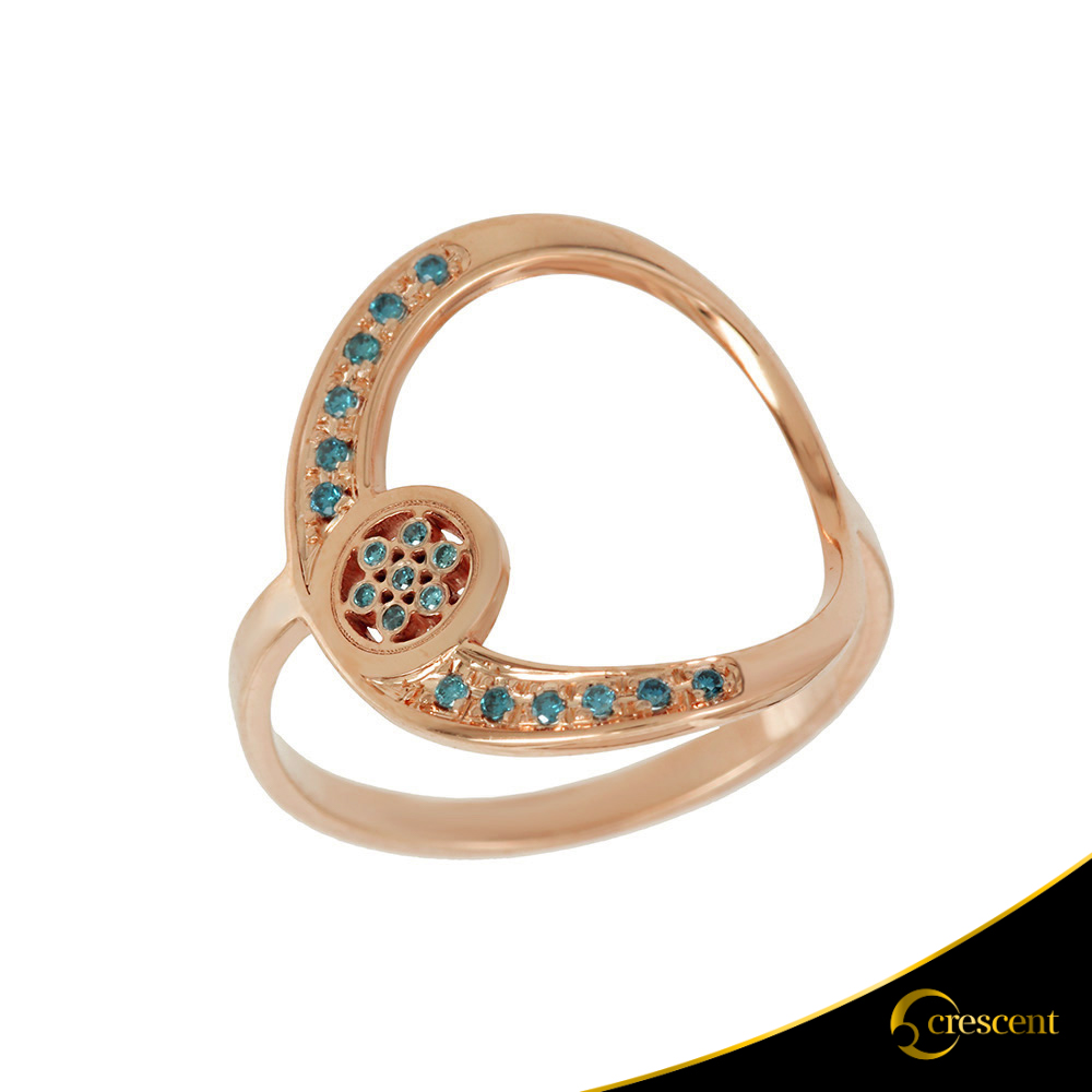 Δαχτυλίδι Crescent Full Ocean Blue Brilliant Ροζ χρυσός Κ14 Κωδικός 6810