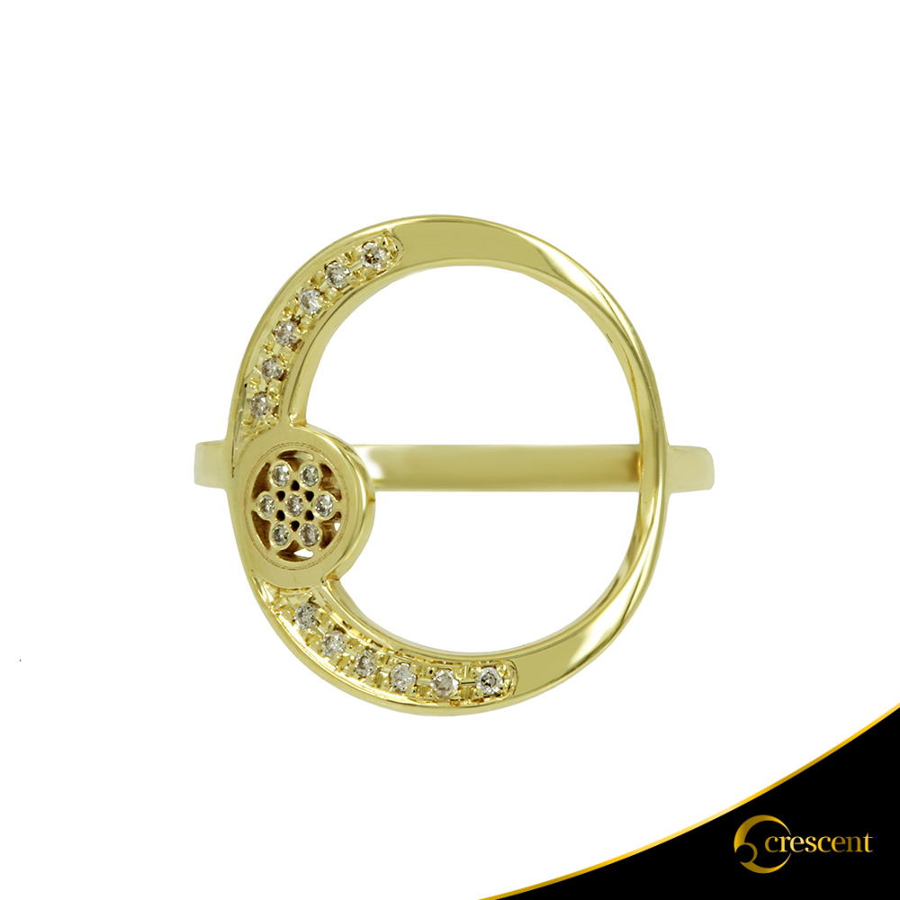 Δαχτυλίδι Crescent Full Light Brown color Brilliant Κίτρινος χρυσός Κ14 Κωδικός 6811