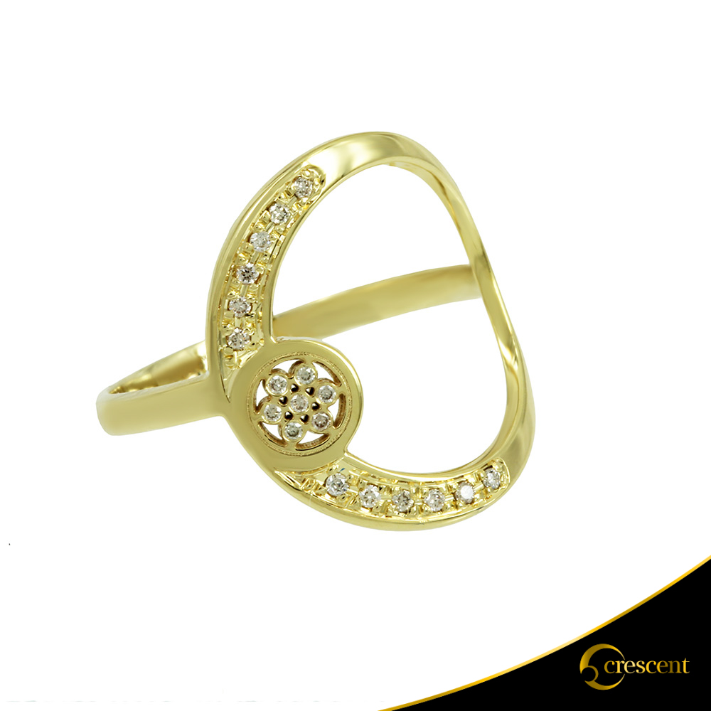 Δαχτυλίδι Crescent Full Light Brown color Brilliant Κίτρινος χρυσός Κ14 Κωδικός 6811