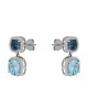 Σκουλαρίκια Ροζέτα Ασήμι 925 βαθμών London Blue & Blue Τοπάζι Επιπλατινωμένα  Κωδικός 016462