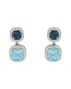 Σκουλαρίκια Ροζέτα Ασήμι 925 βαθμών London Blue & Blue Τοπάζι Επιπλατινωμένα  Κωδικός 016462